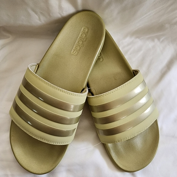 adidas Other Adidas Adilette Confort Sliders Metallic Sandy Beige